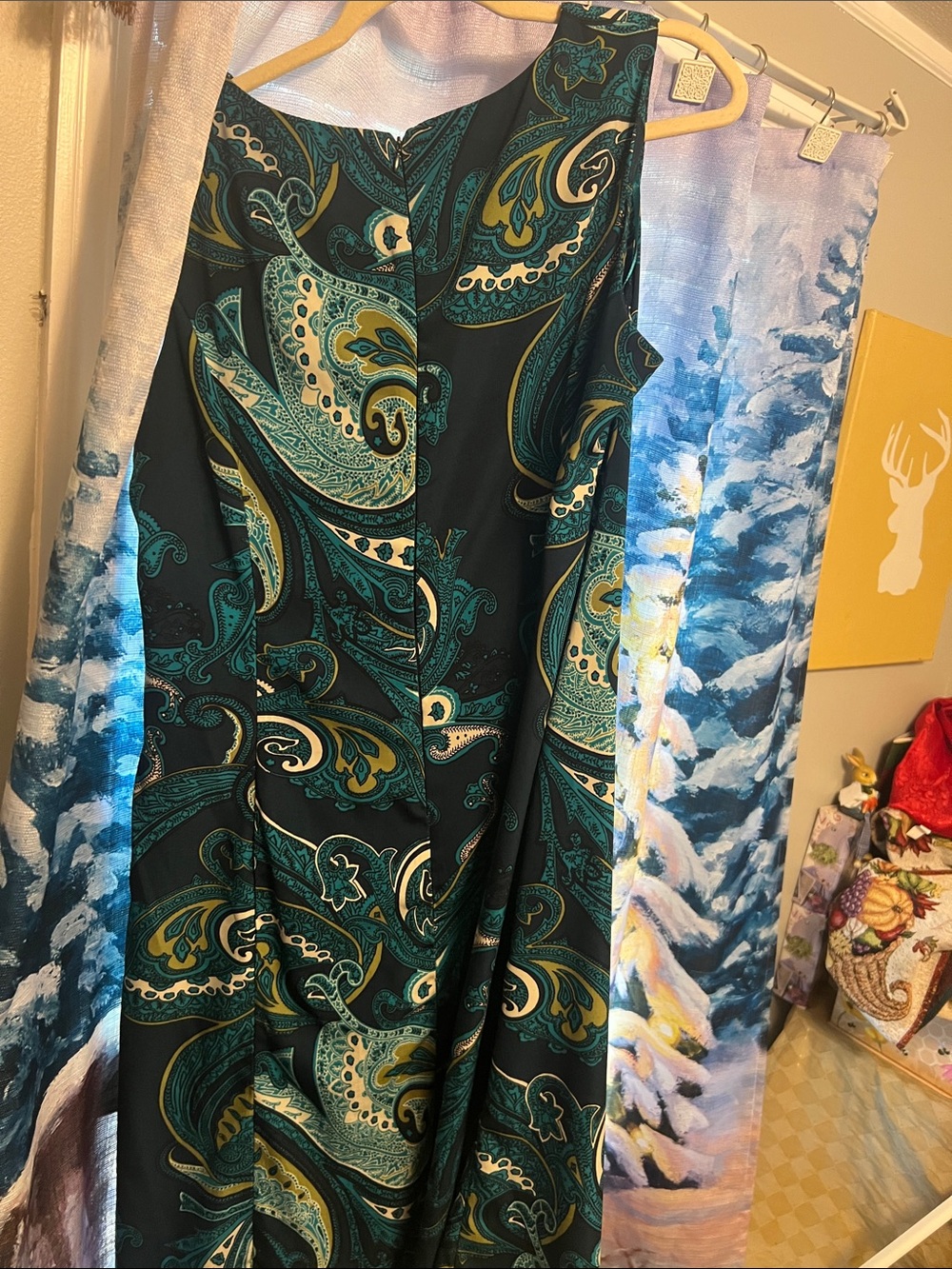 Studio Teal, Black & Cream Paisley A-Line Dress - Picture 3 of 3